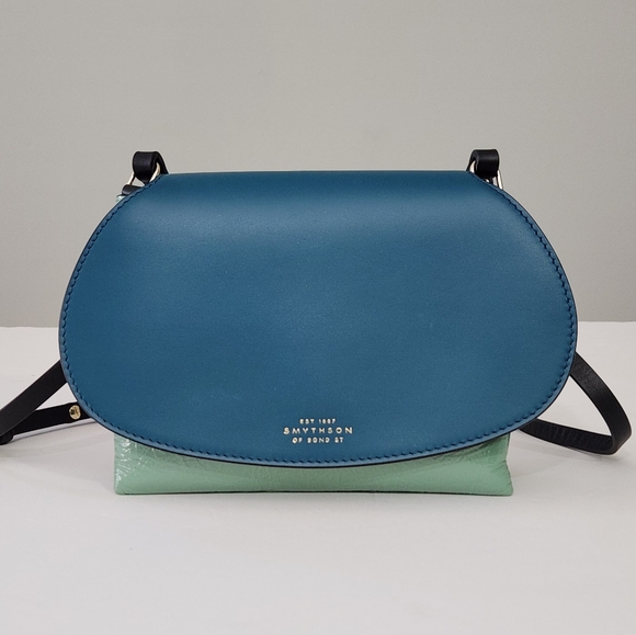 NEW SMYTHSON PILLOW LEATHER CROSSBODY BAG IN SEAGREEN PETROL - Picture 2 of 9